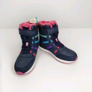 Lily&Dan Girl's Kid's SNOW CRUSH  JR WATERPROOF Snow Boot NAVY/MULTI Size5Medium